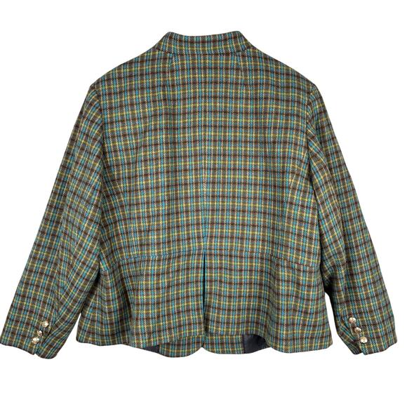 Talbots Plus Jacket 18W Green Plaid Wool Blend Gold Button Holiday Old Money - Picture 9 of 14